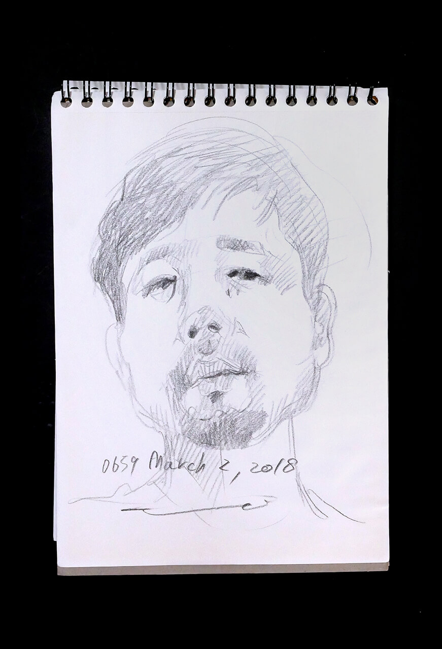 Contemporary artist SHINTAKU Tomoni's 2018/3/2 Self-portrait or pencil drawing