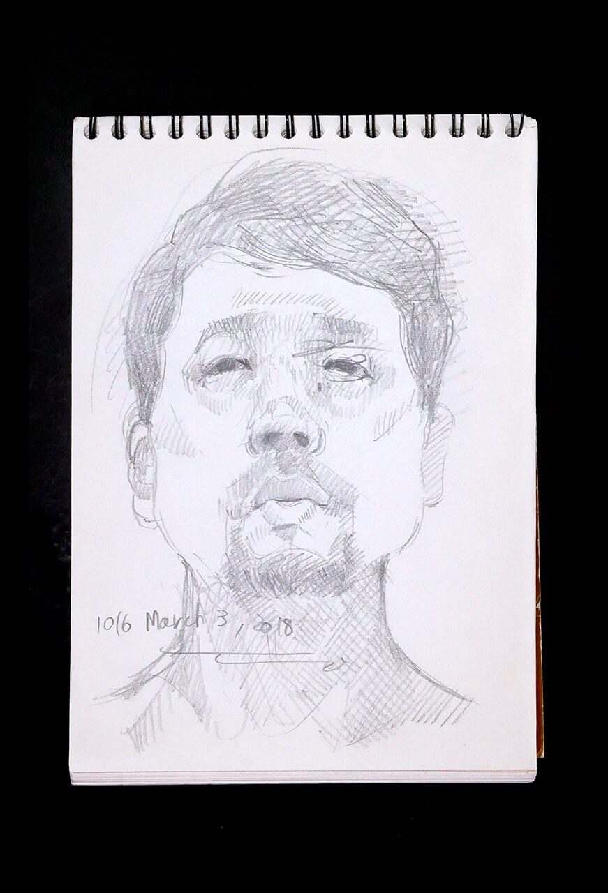 Contemporary artist SHINTAKU Tomoni's 2018/3/3 Self-portrait or pencil drawing