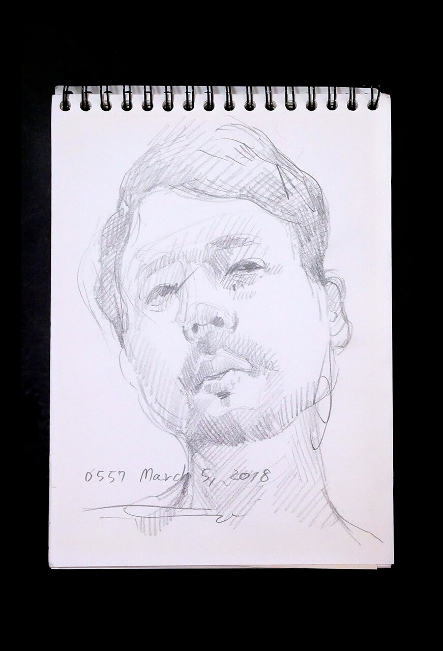 Contemporary artist SHINTAKU Tomoni's 2018/3/5 Self-portrait or pencil drawing