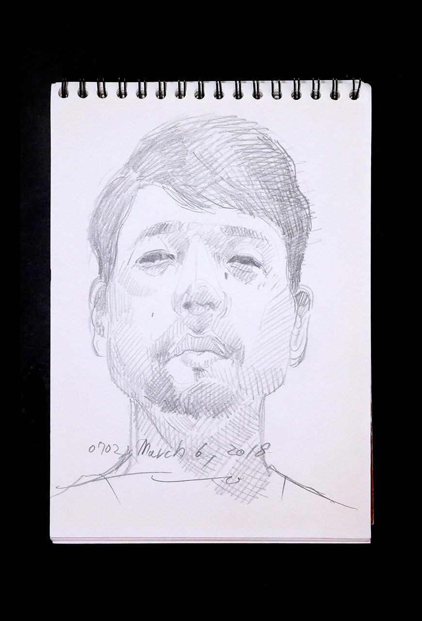 Contemporary artist SHINTAKU Tomoni's 2018/3/6 Self-portrait or pencil drawing