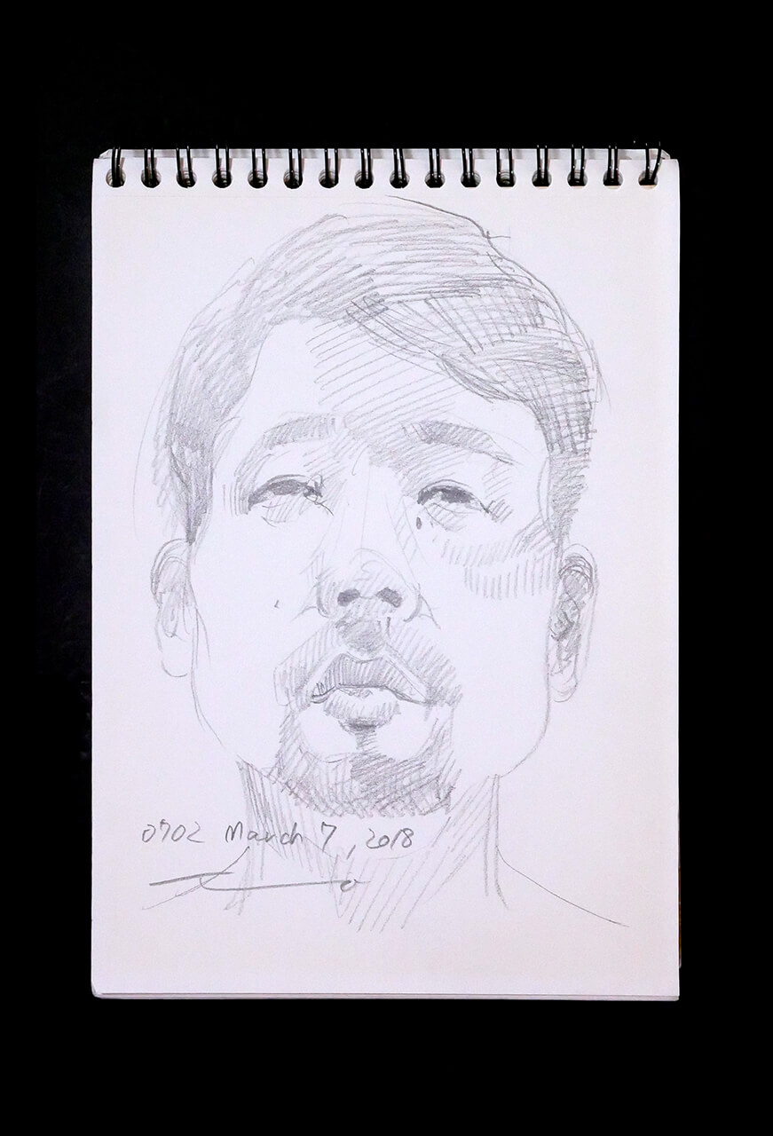 Contemporary artist SHINTAKU Tomoni's 2018/3/7 Self-portrait or pencil drawing