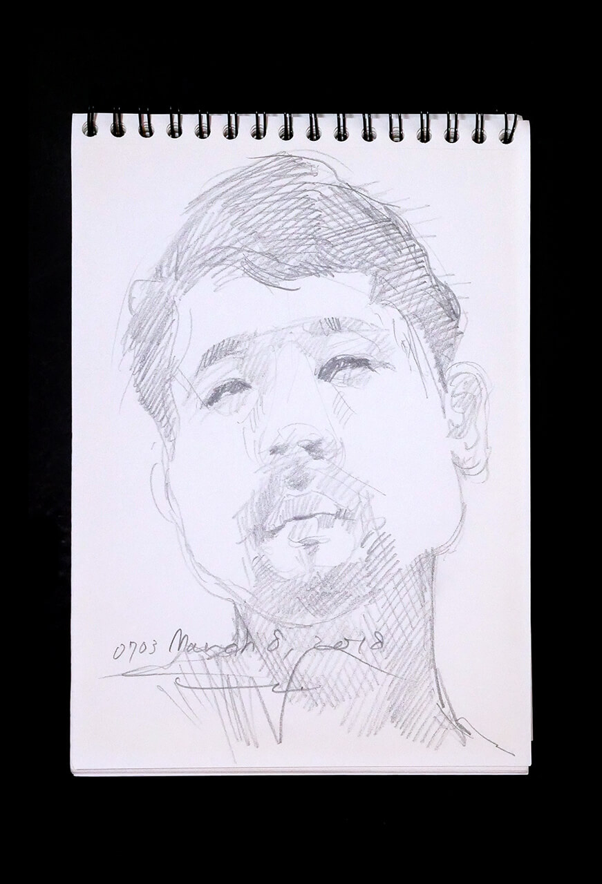 Contemporary artist SHINTAKU Tomoni's 2018/3/8 Self-portrait or pencil drawing