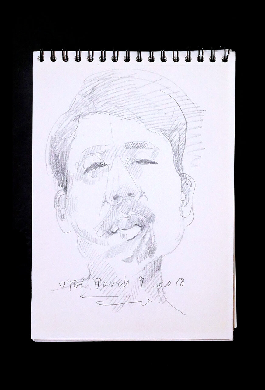 Contemporary artist SHINTAKU Tomoni's 2018/3/9 Self-portrait or pencil drawing