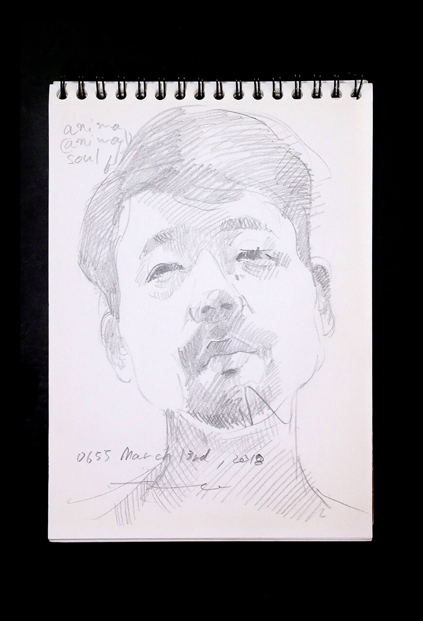 Contemporary artist SHINTAKU Tomoni's 2018/3/13 Self-portrait or pencil drawing