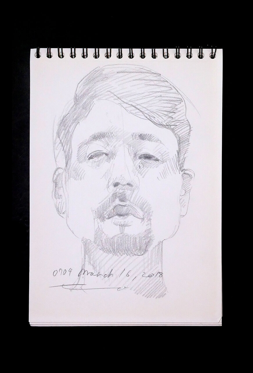 Contemporary artist SHINTAKU Tomoni's 2018/3/16 Self-portrait or pencil drawing