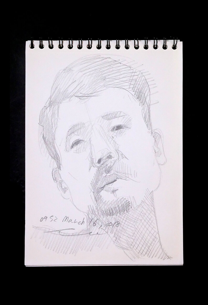 Contemporary artist SHINTAKU Tomoni's 2018/3/17 Self-portrait or pencil drawing