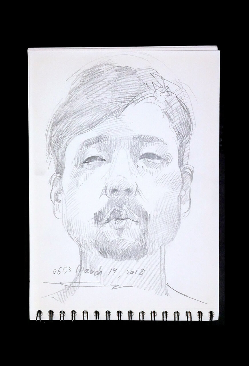 Contemporary artist SHINTAKU Tomoni's 2018/3/19 Self-portrait or pencil drawing