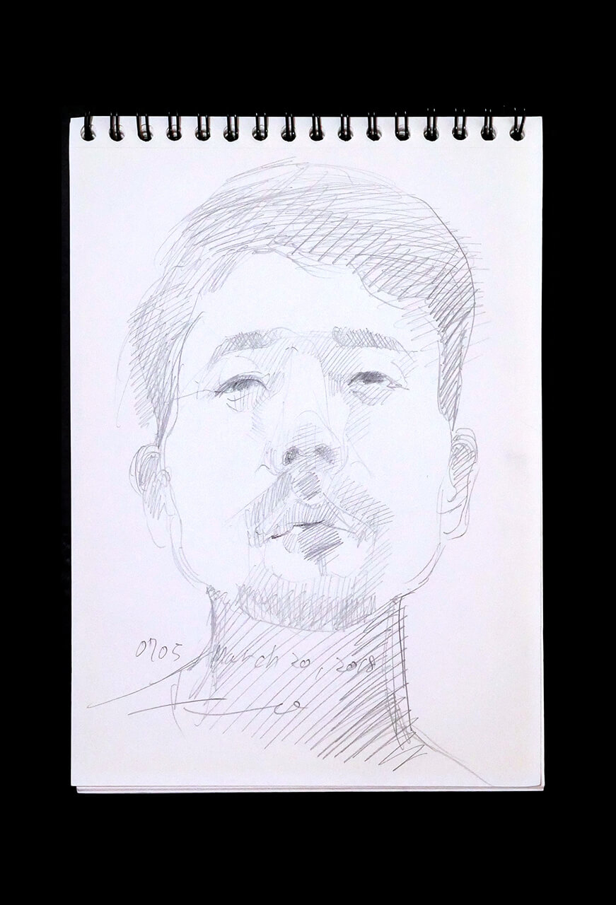 Contemporary artist SHINTAKU Tomoni's 2018/3/20 Self-portrait or pencil drawing