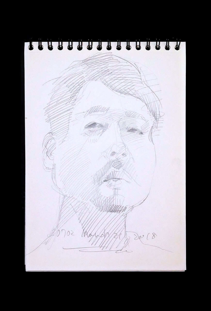 Contemporary artist SHINTAKU Tomoni's 2018/3/21 Self-portrait or pencil drawing