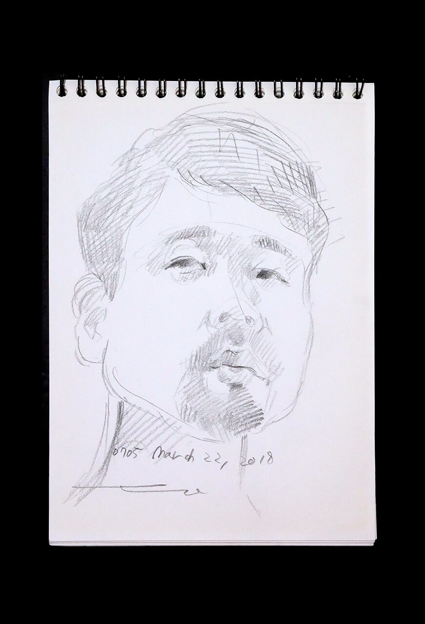 Contemporary artist SHINTAKU Tomoni's 2018/3/22 Self-portrait or pencil drawing