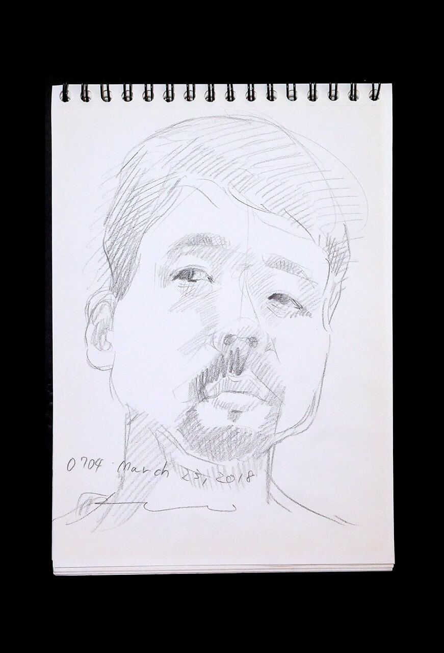 Contemporary artist SHINTAKU Tomoni's 2018/3/23 Self-portrait or pencil drawing