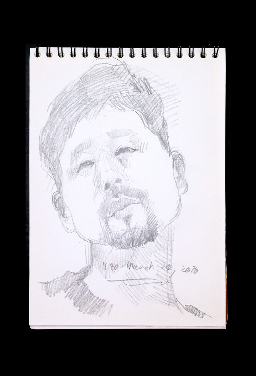 Contemporary artist SHINTAKU Tomoni's 2018/3/24 Self-portrait or pencil drawing