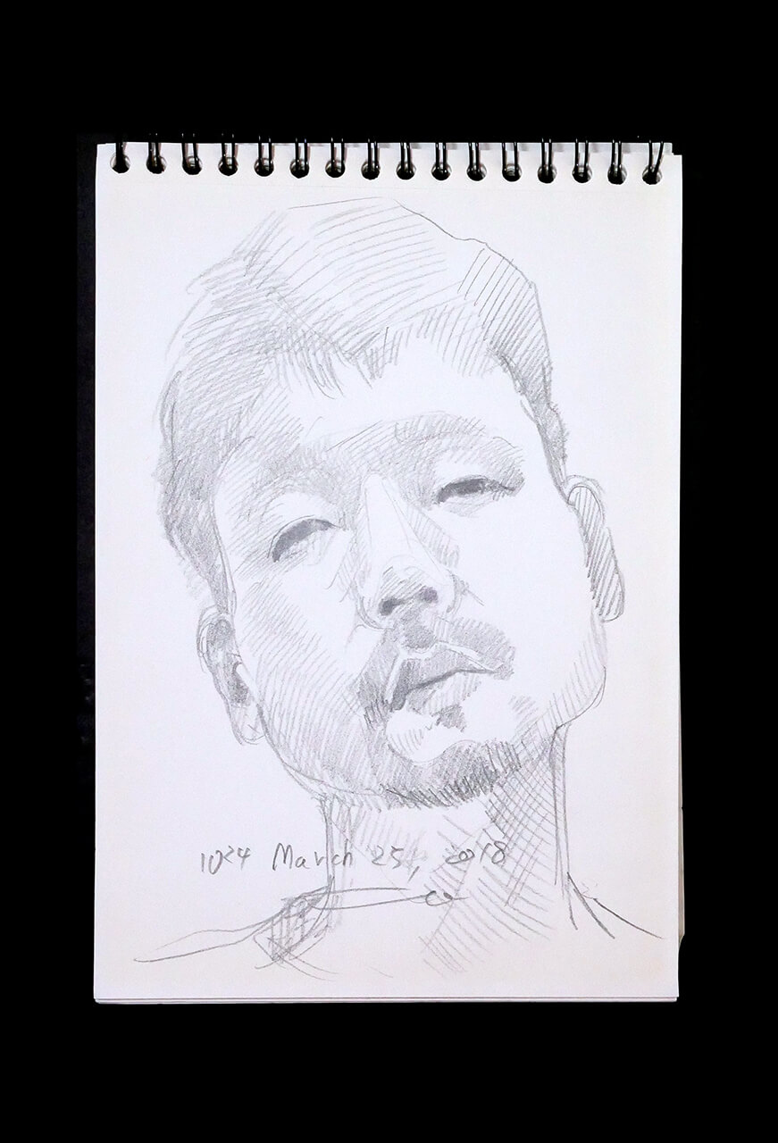 Contemporary artist SHINTAKU Tomoni's 2018/3/25 Self-portrait or pencil drawing