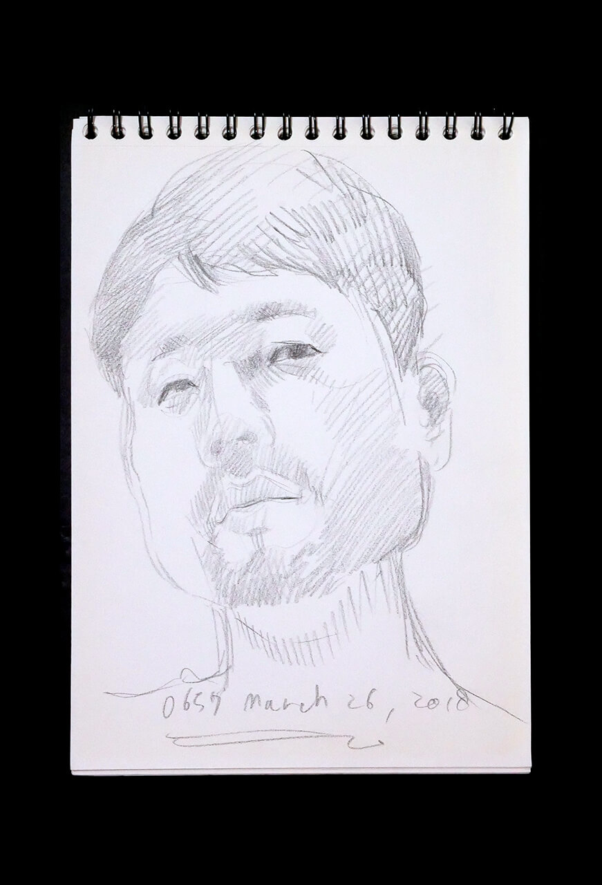 Contemporary artist SHINTAKU Tomoni's 2018/3/26 Self-portrait or pencil drawing