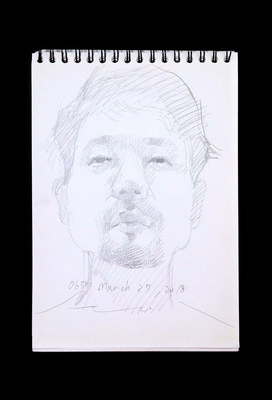 Contemporary artist SHINTAKU Tomoni's 2018/3/27 Self-portrait or pencil drawing