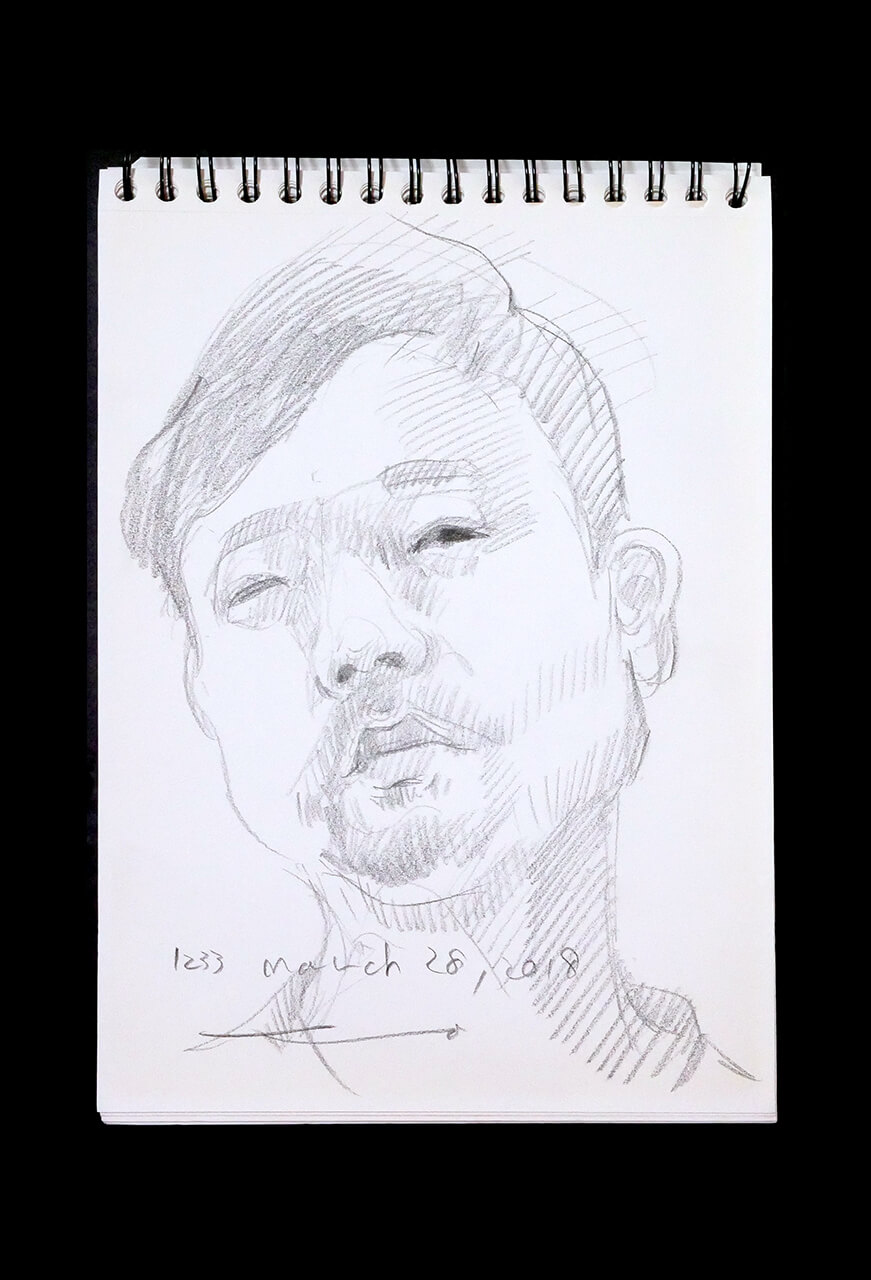 Contemporary artist SHINTAKU Tomoni's 2018/3/28 Self-portrait or pencil drawing
