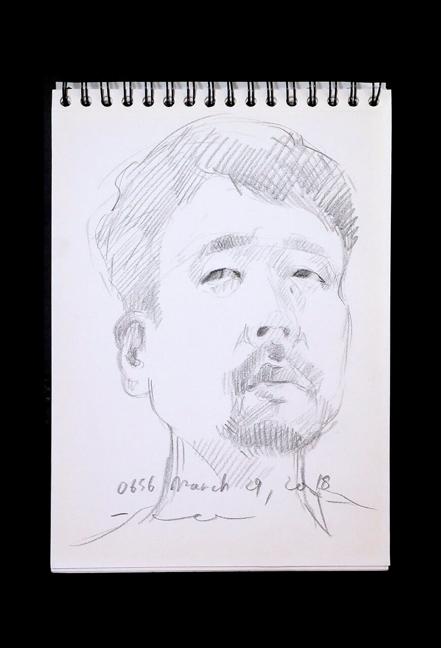 Contemporary artist SHINTAKU Tomoni's 2018/3/29 Self-portrait or pencil drawing
