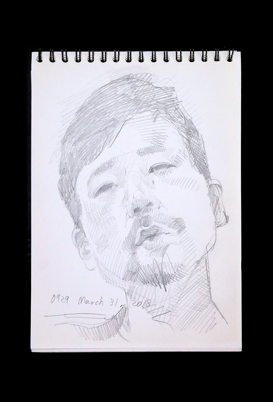 Contemporary artist SHINTAKU Tomoni's 2018/3/31 Self-portrait or pencil drawing