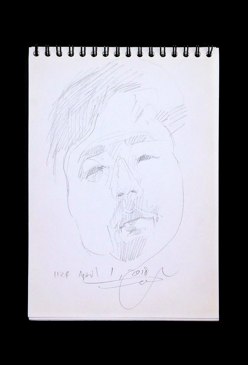 Contemporary artist SHINTAKU Tomoni's 2018/4/1 Self-portrait or pencil drawing
