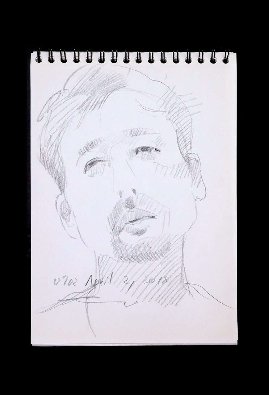 Contemporary artist SHINTAKU Tomoni's 2018/4/2 Self-portrait or pencil drawing