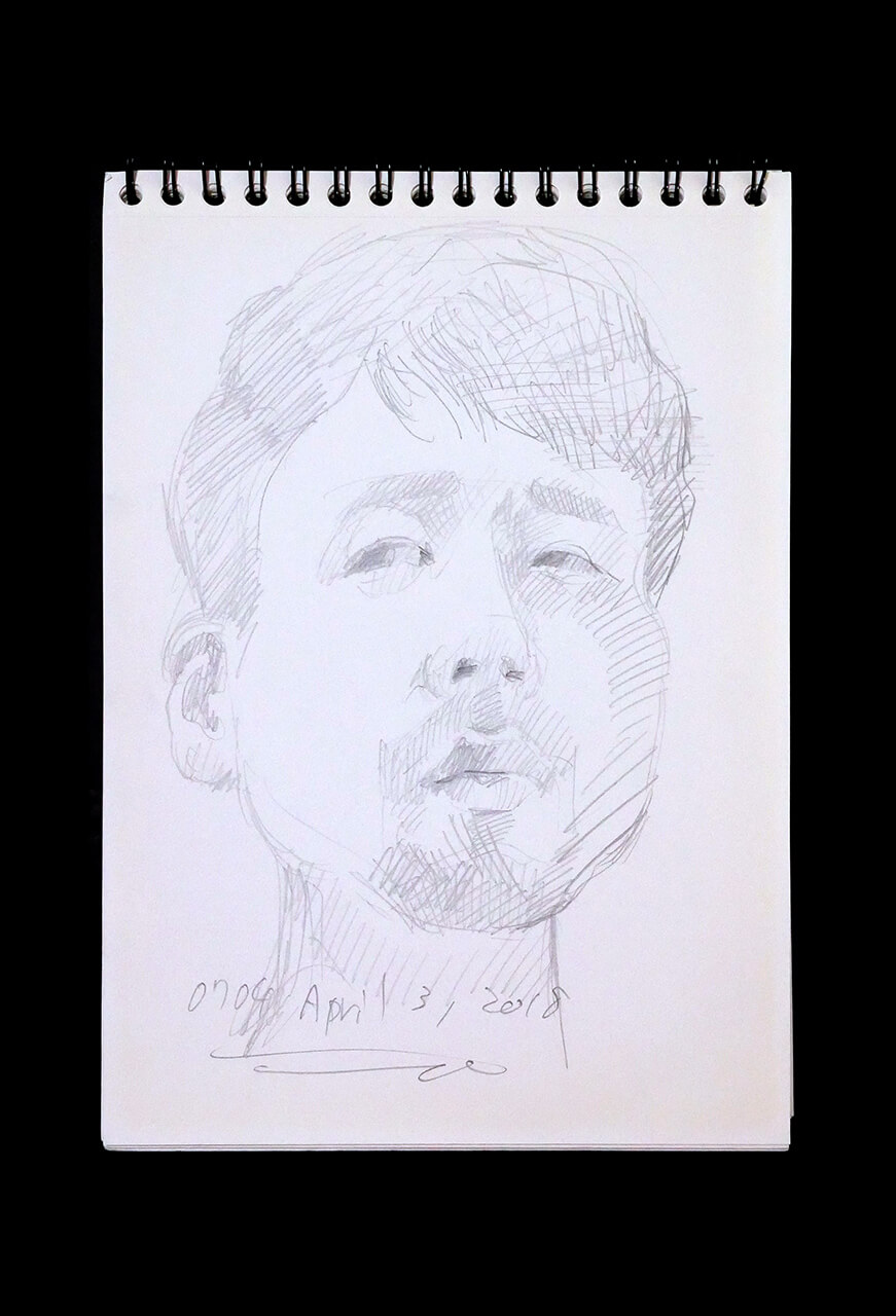 Contemporary artist SHINTAKU Tomoni's 2018/4/3 Self-portrait or pencil drawing