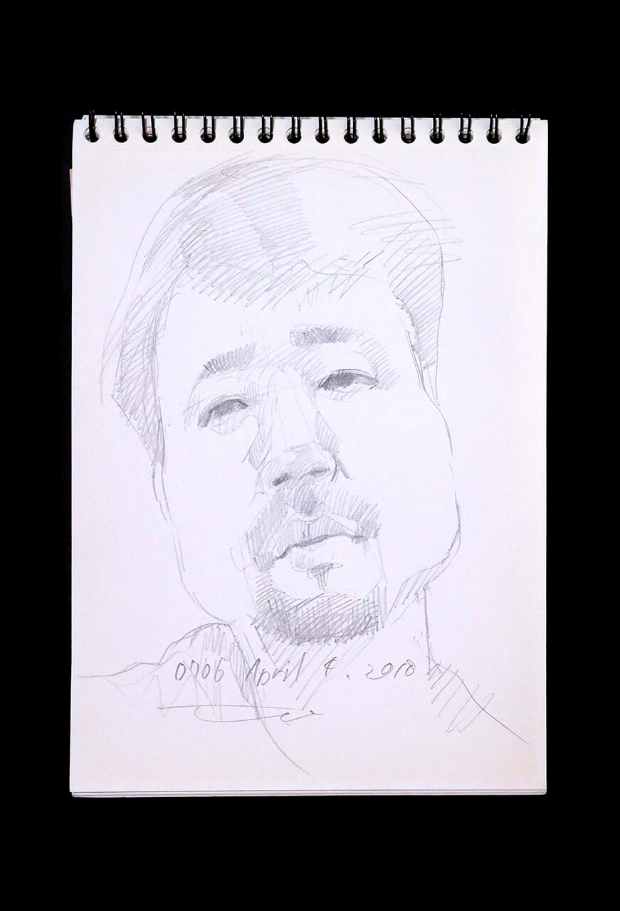 Contemporary artist SHINTAKU Tomoni's 2018/4/4 Self-portrait or pencil drawing