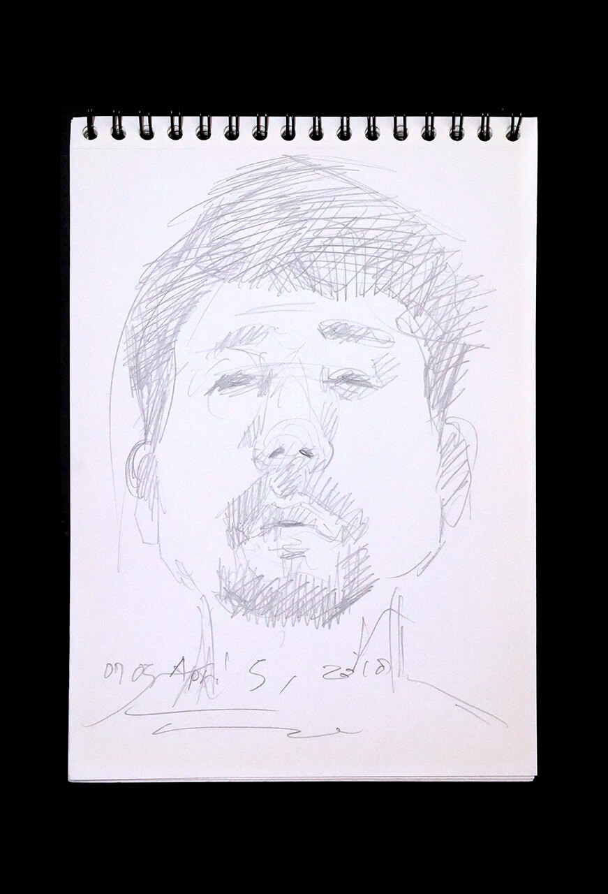 Contemporary artist SHINTAKU Tomoni's 2018/4/5 Self-portrait or pencil drawing