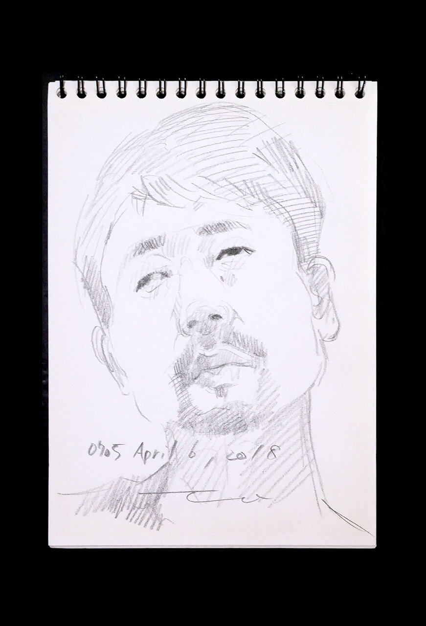 Contemporary artist SHINTAKU Tomoni's 2018/4/6 Self-portrait or pencil drawing