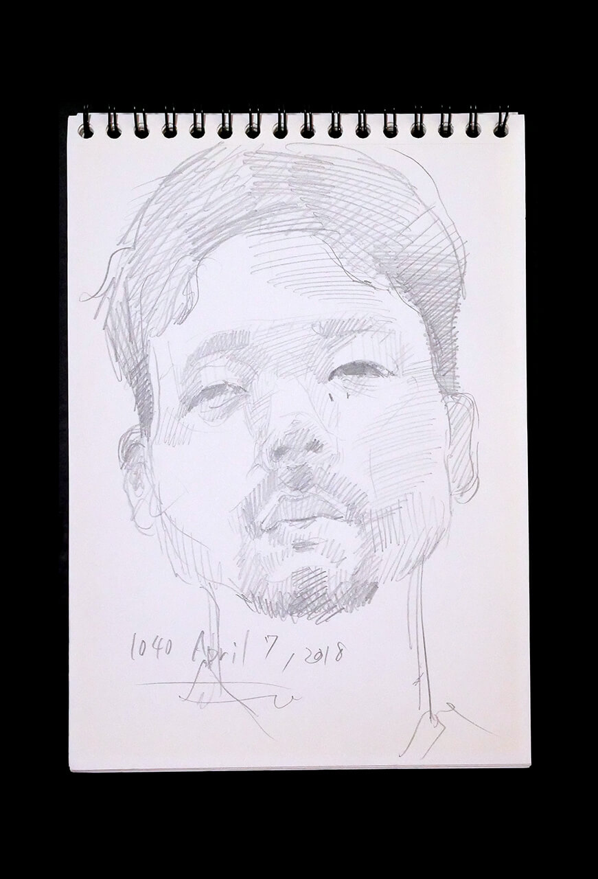 Contemporary artist SHINTAKU Tomoni's 2018/4/7 Self-portrait or pencil drawing
