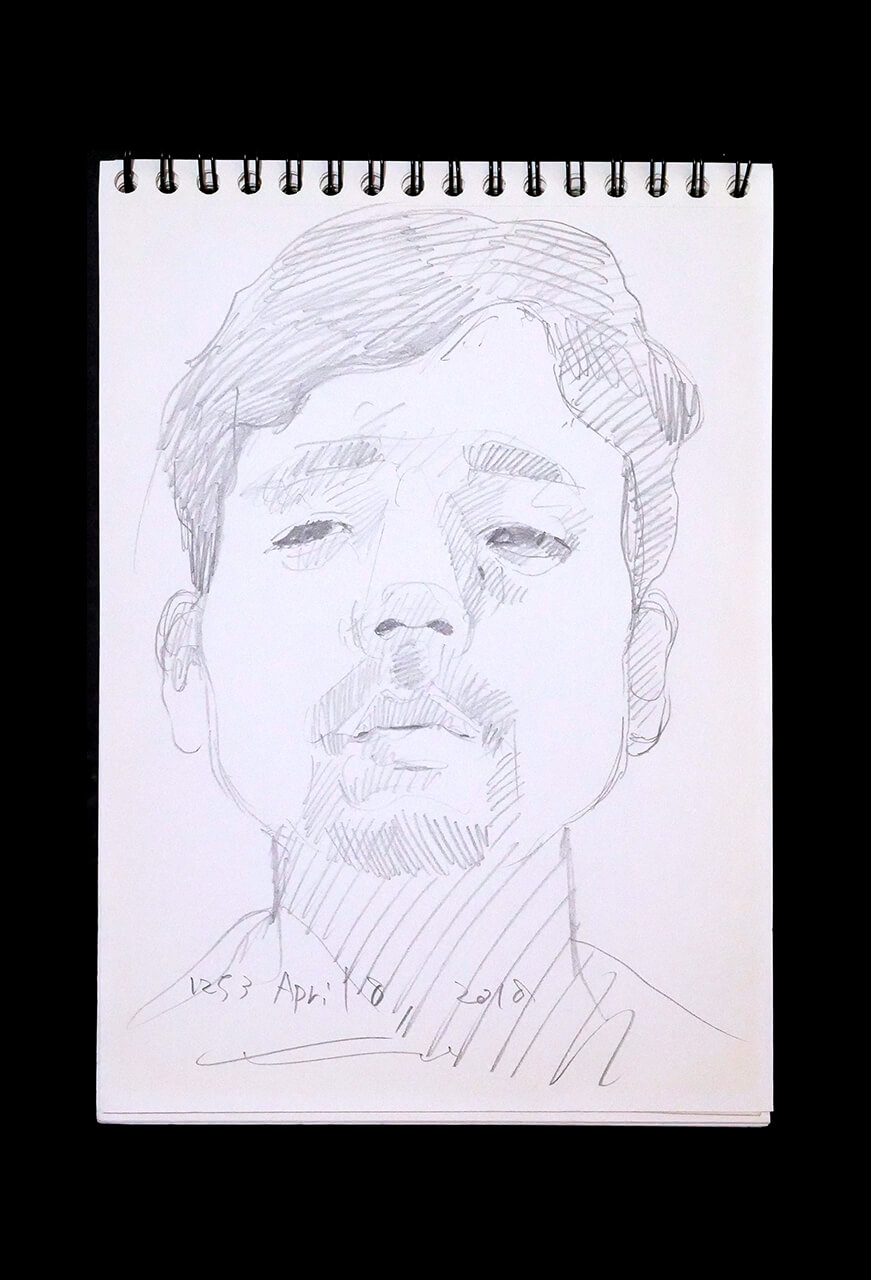 Contemporary artist SHINTAKU Tomoni's 2018/4/8 Self-portrait or pencil drawing