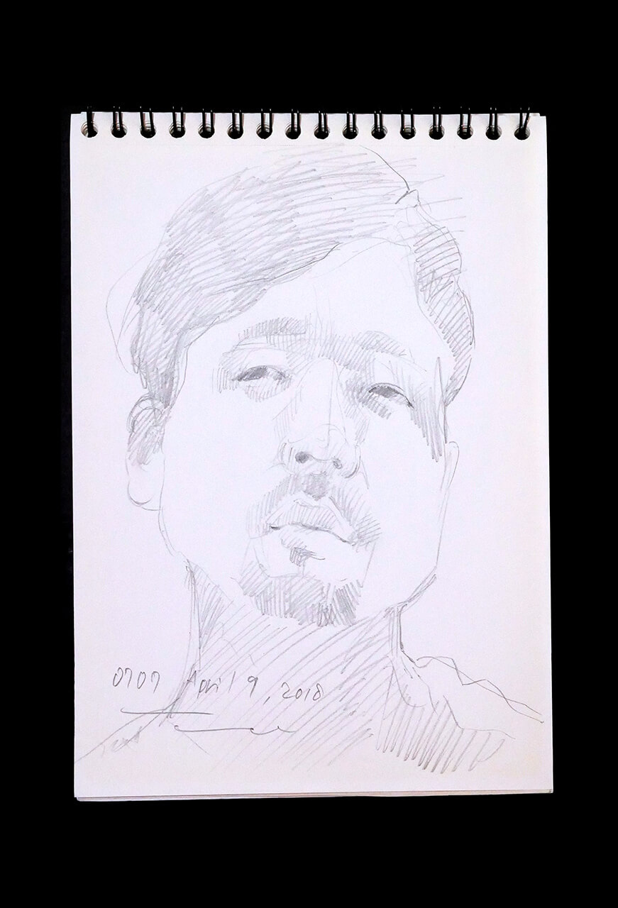 Contemporary artist SHINTAKU Tomoni's 2018/4/9 Self-portrait or pencil drawing