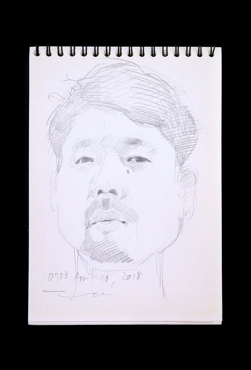Contemporary artist SHINTAKU Tomoni's 2018/4/10 Self-portrait or pencil drawing