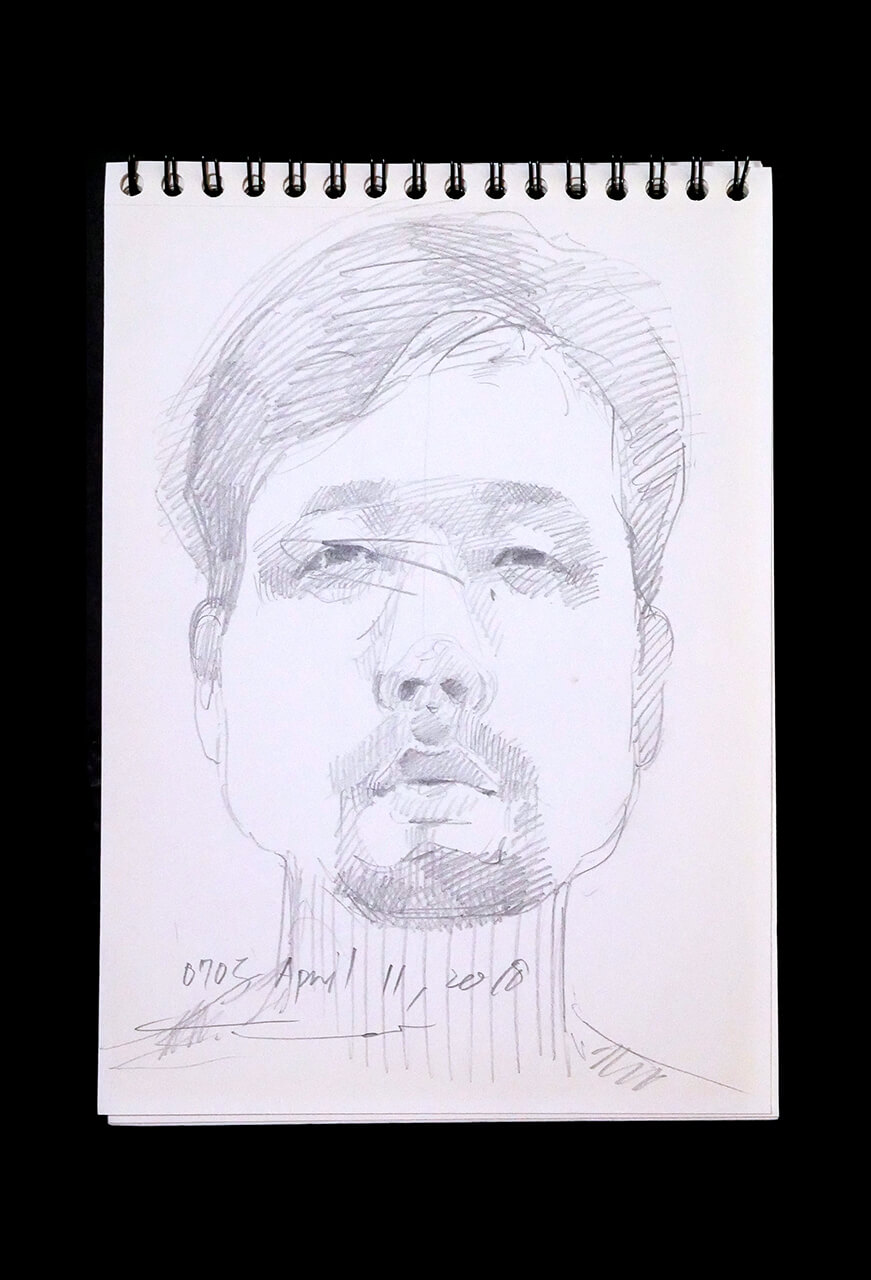 Contemporary artist SHINTAKU Tomoni's 2018/4/11 Self-portrait or pencil drawing