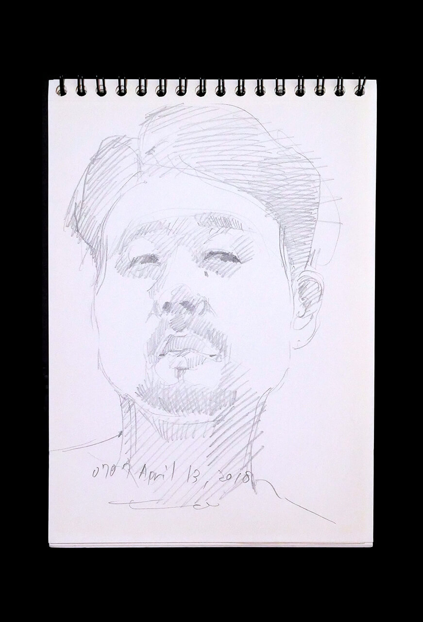 Contemporary artist SHINTAKU Tomoni's 2018/4/13 Self-portrait or pencil drawing