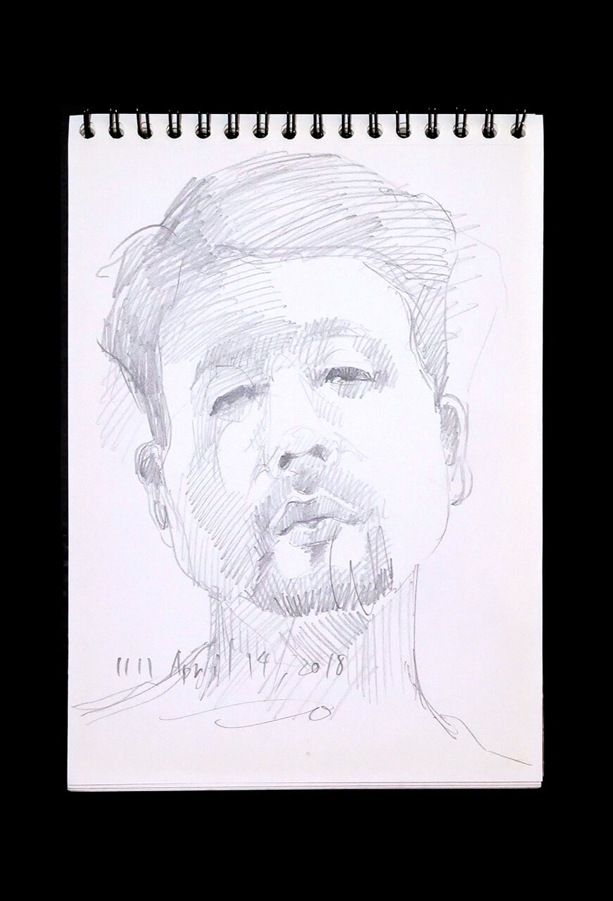 Contemporary artist SHINTAKU Tomoni's 2018/4/14 Self-portrait or pencil drawing