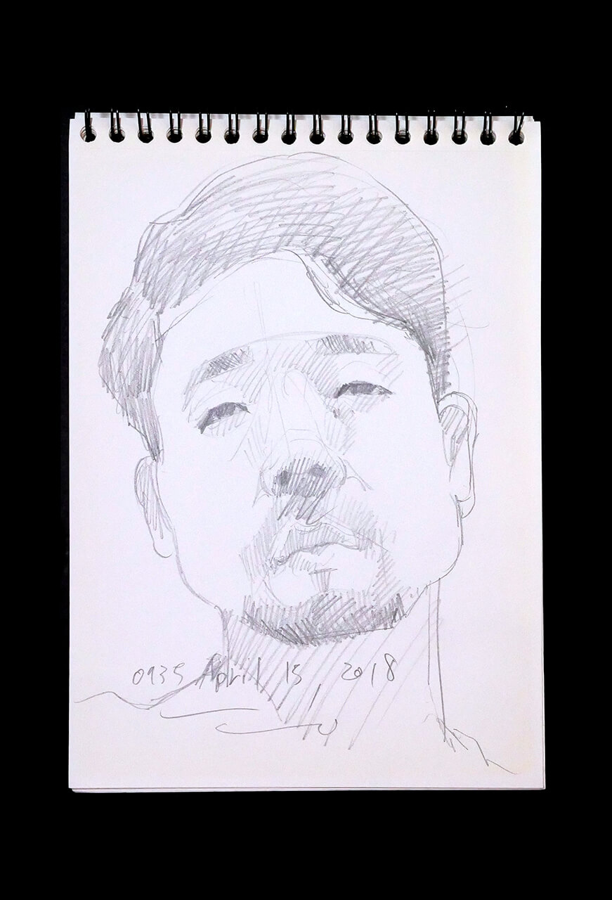 Contemporary artist SHINTAKU Tomoni's 2018/4/15 Self-portrait or pencil drawing