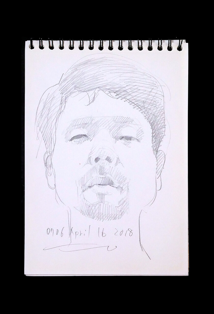Contemporary artist SHINTAKU Tomoni's 2018/4/16 Self-portrait or pencil drawing
