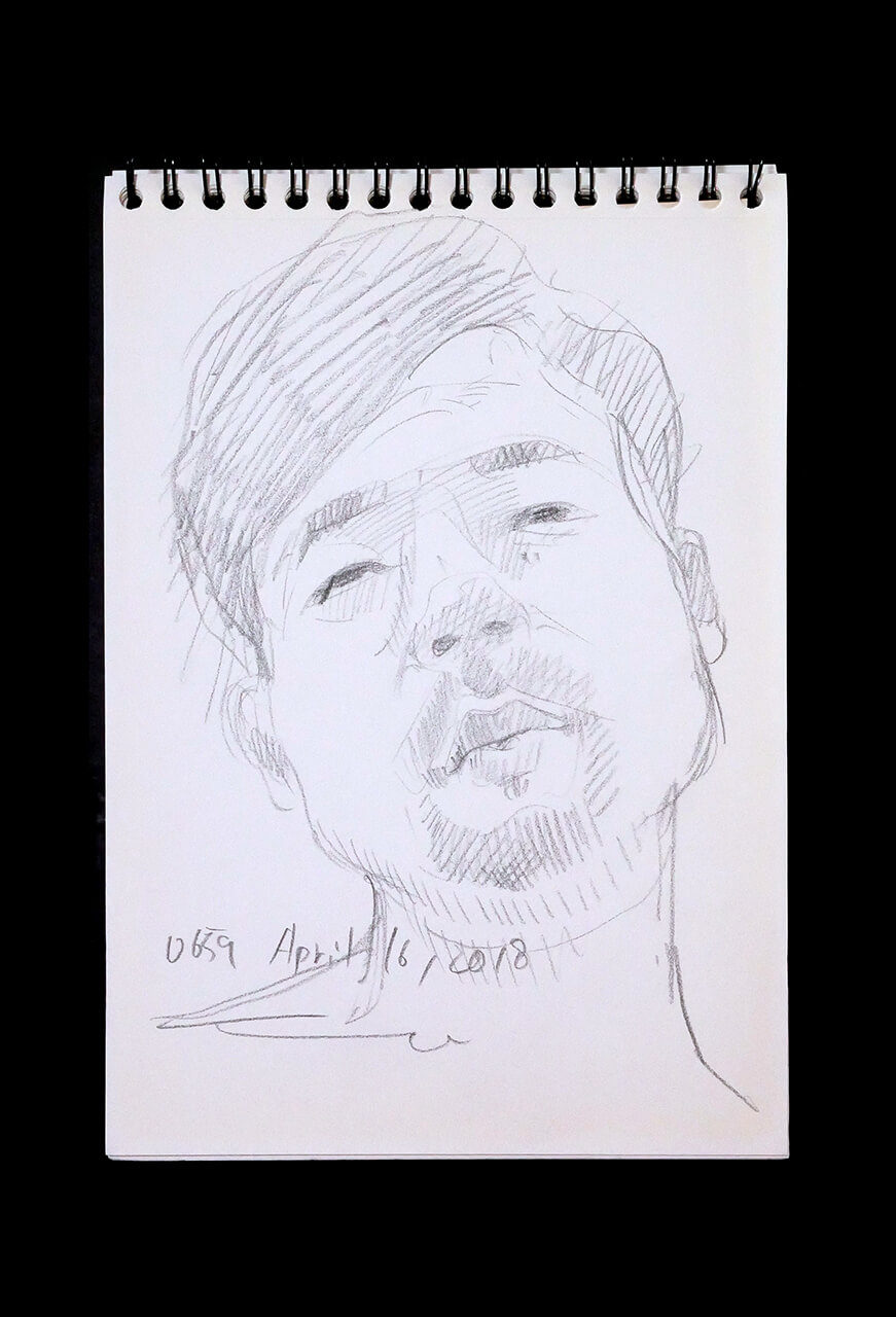 Contemporary artist SHINTAKU Tomoni's 2018/4/17 Self-portrait or pencil drawing