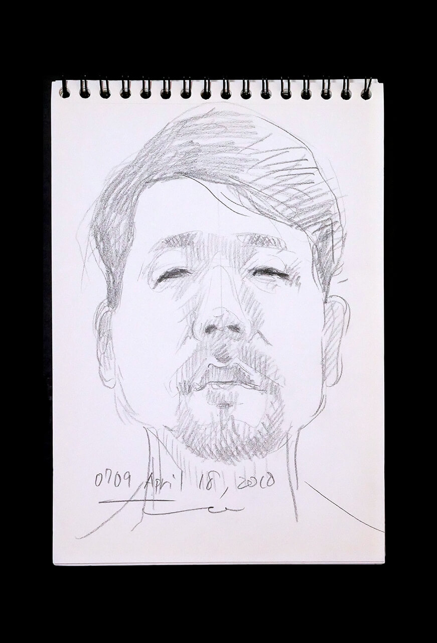 Contemporary artist SHINTAKU Tomoni's 2018/4/18 Self-portrait or pencil drawing