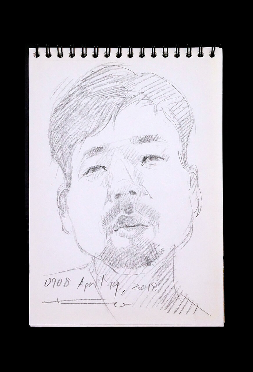 Contemporary artist SHINTAKU Tomoni's 2018/4/19 Self-portrait or pencil drawing