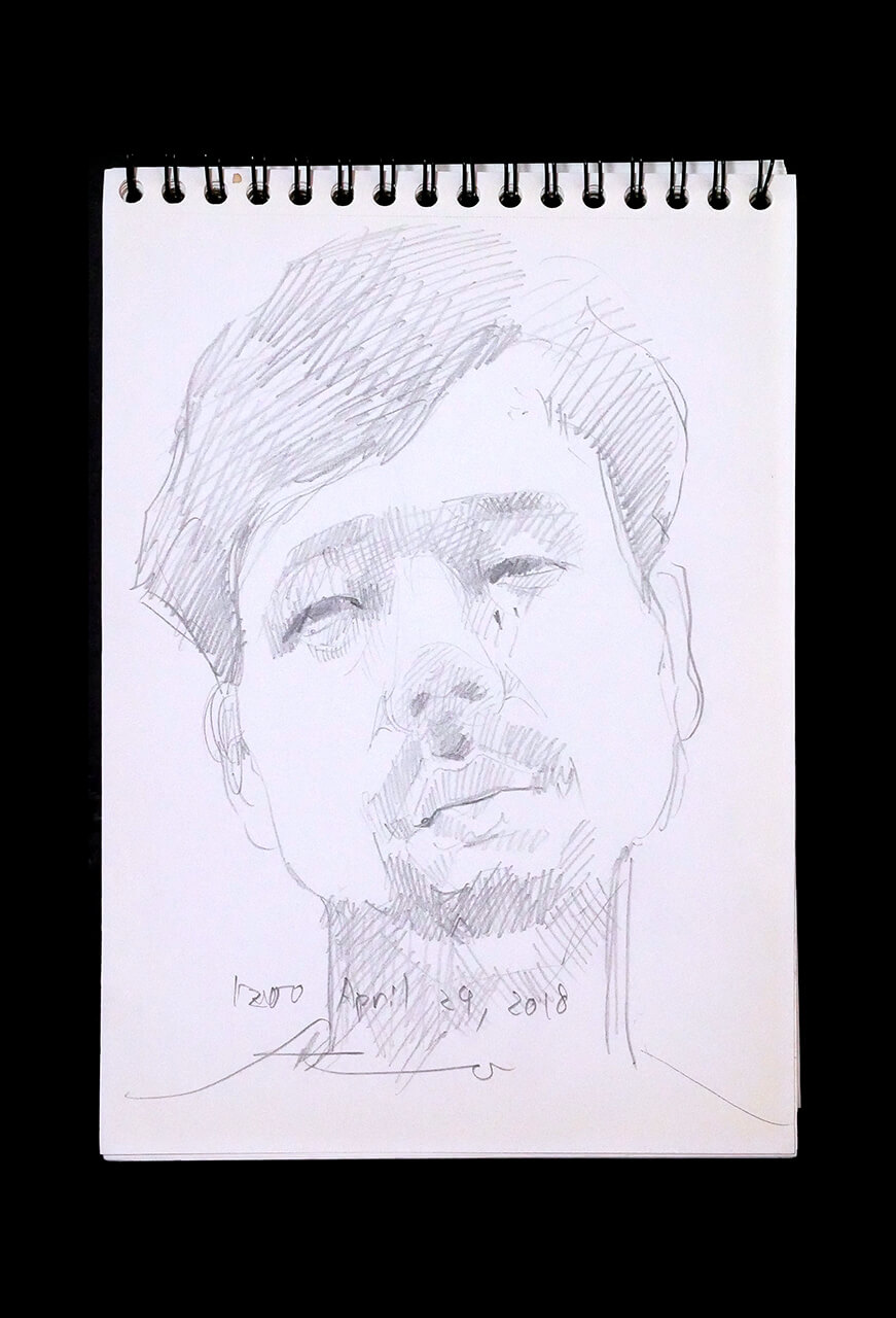 Contemporary artist SHINTAKU Tomoni's 2018/4/24 Self-portrait or pencil drawing