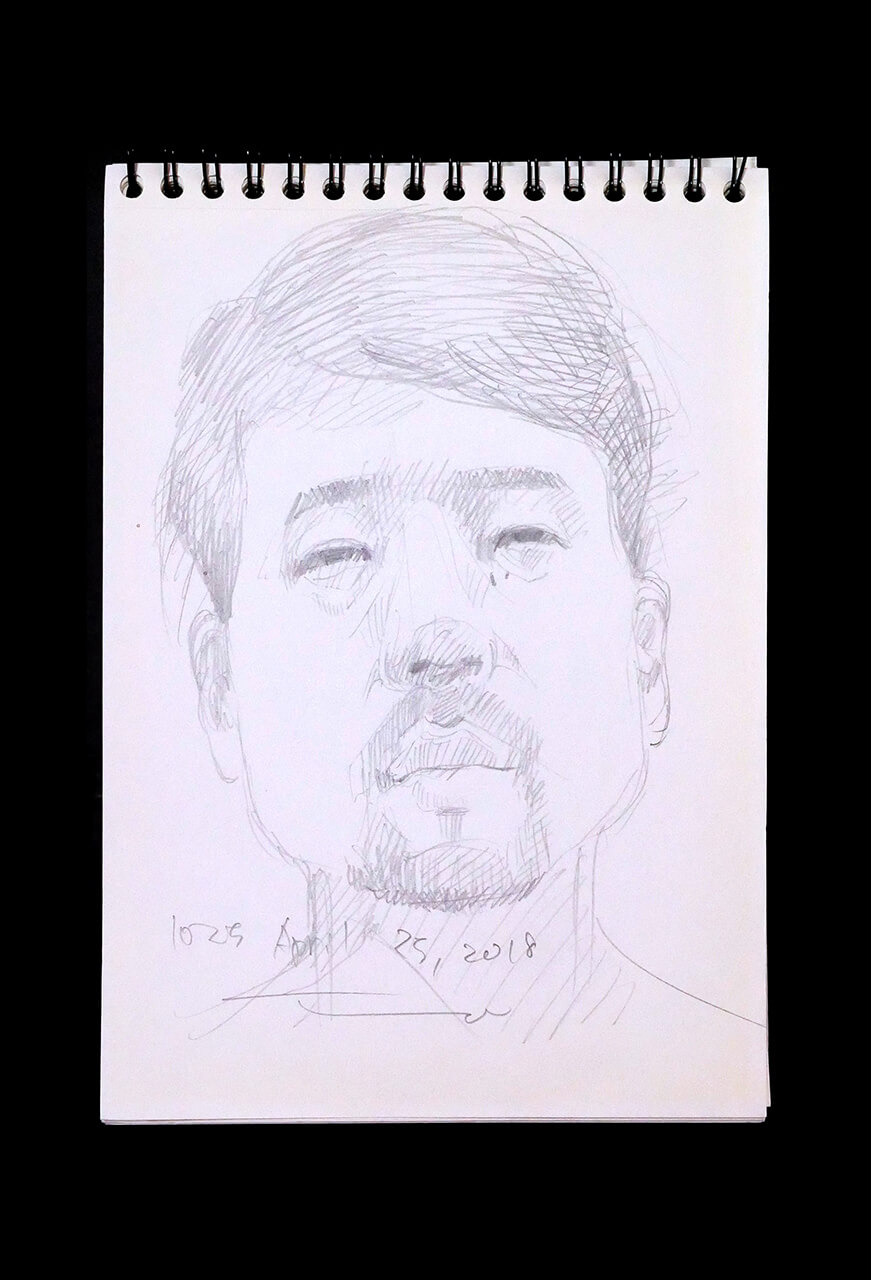 Contemporary artist SHINTAKU Tomoni's 2018/4/25 Self-portrait or pencil drawing