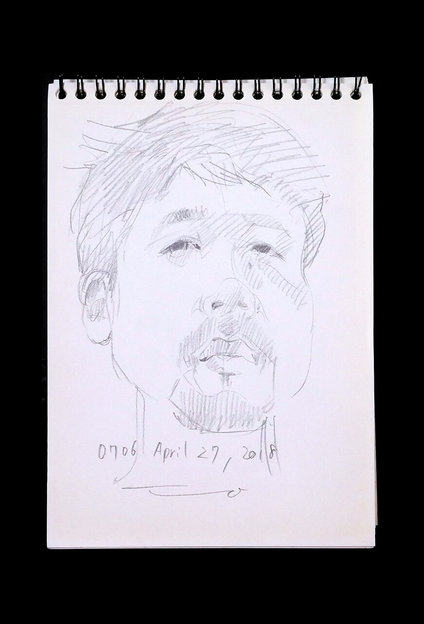 Contemporary artist SHINTAKU Tomoni's 2018/4/27 Self-portrait or pencil drawing