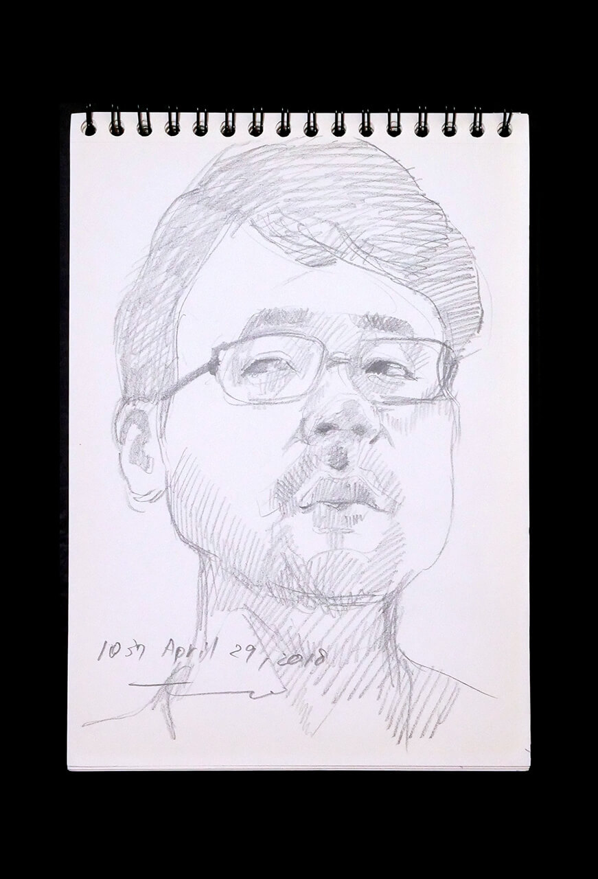 Contemporary artist SHINTAKU Tomoni's 2018/4/29 Self-portrait or pencil drawing