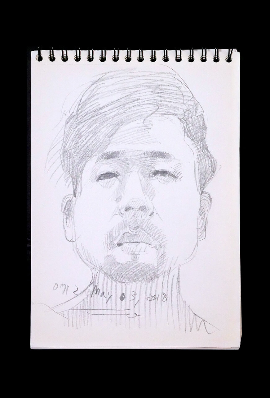 Contemporary artist SHINTAKU Tomoni's 2018/5/3 Self-portrait or pencil drawing