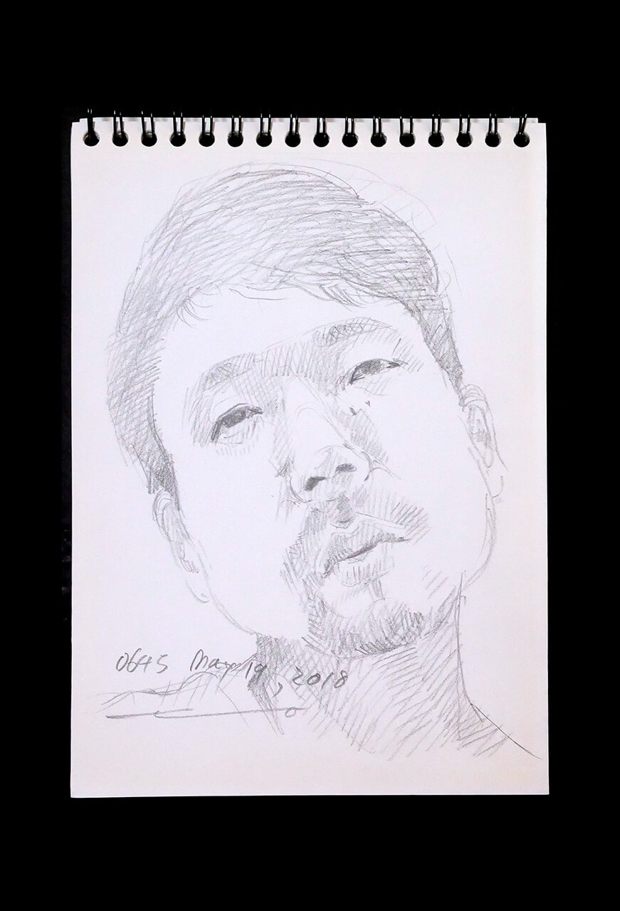 Contemporary artist SHINTAKU Tomoni's 2018/5/19 Self-portrait or pencil drawing