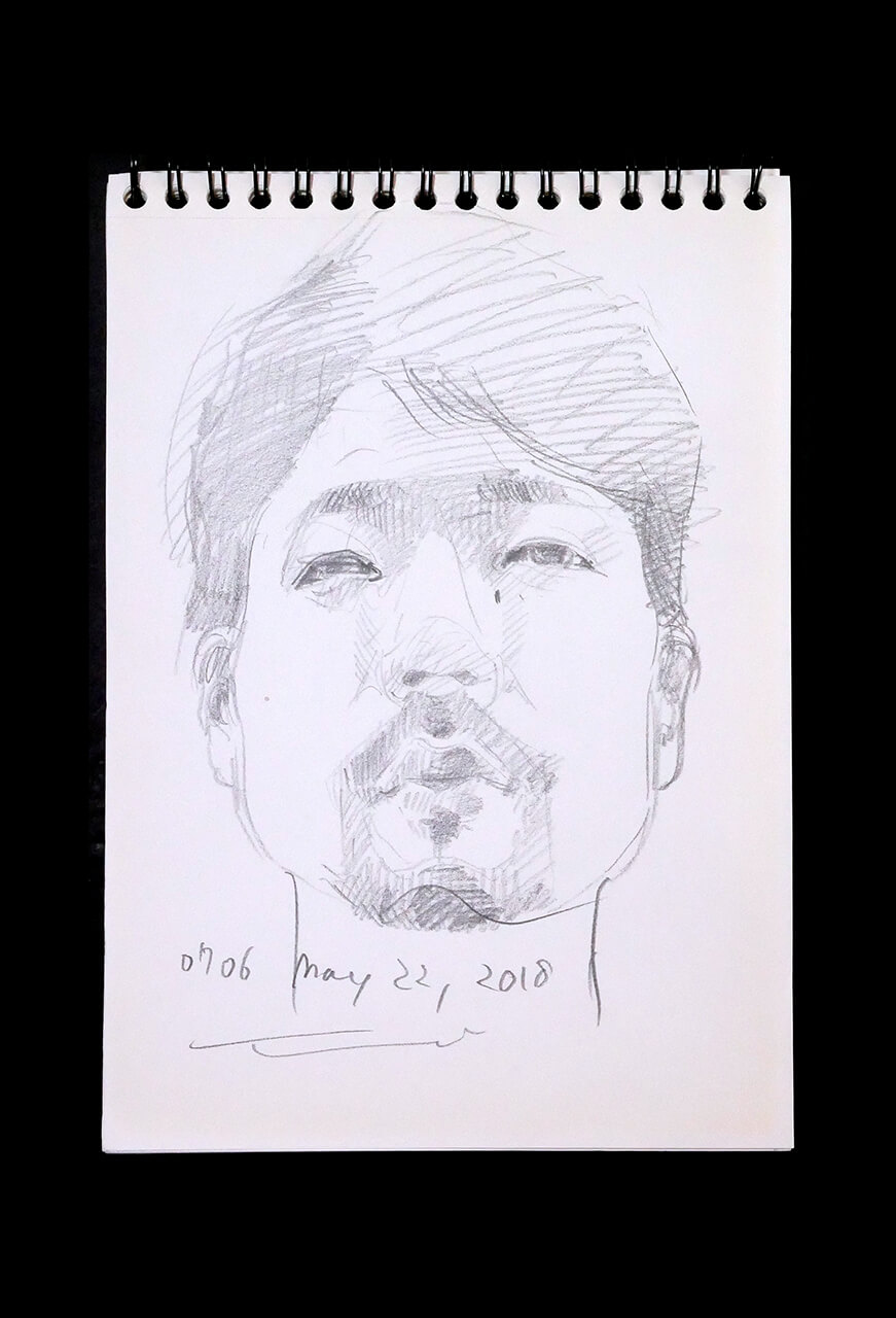 Contemporary artist SHINTAKU Tomoni's 2018/5/22 Self-portrait or pencil drawing