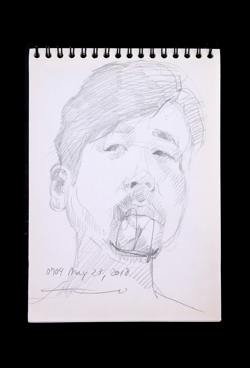 Contemporary artist SHINTAKU Tomoni's 2018/5/23 Self-portrait or pencil drawing