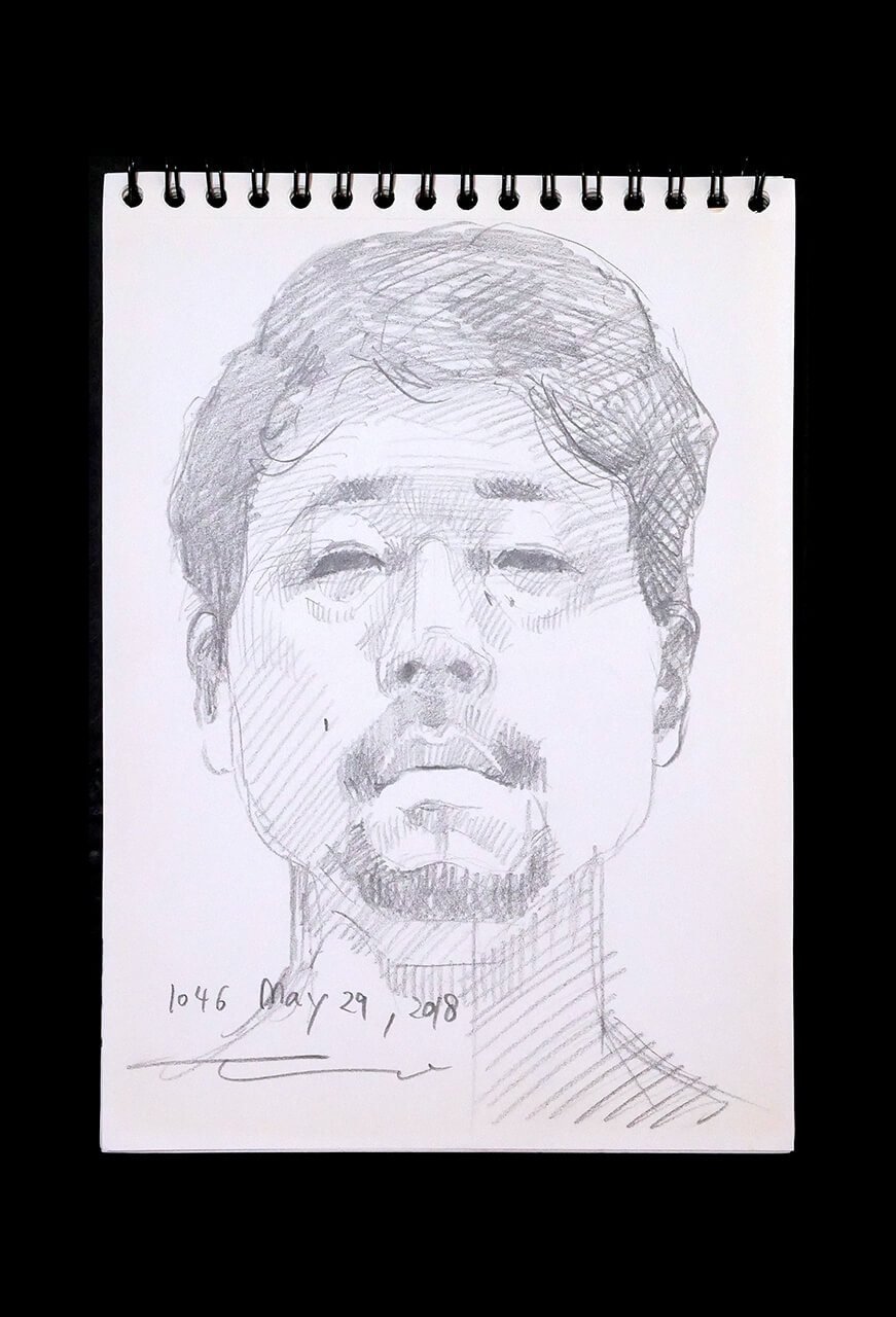 Contemporary artist SHINTAKU Tomoni's 2018/5/29 Self-portrait or pencil drawing