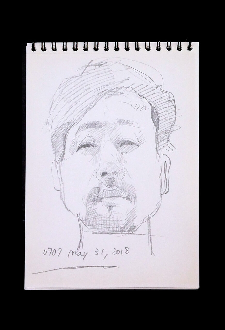 Contemporary artist SHINTAKU Tomoni's 2018/5/31 Self-portrait or pencil drawing